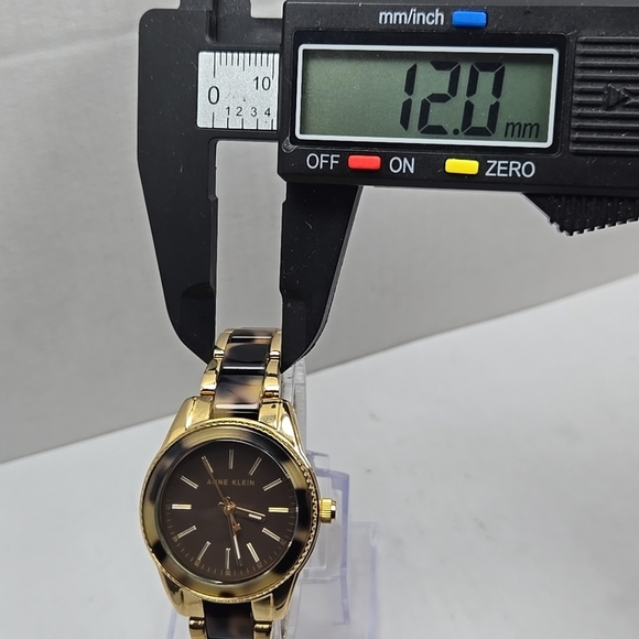 Womens Anne Klein Tortoise Shell Brown MOP Watch 30mm Gold Tone New Battery - Picture 5 of 9
